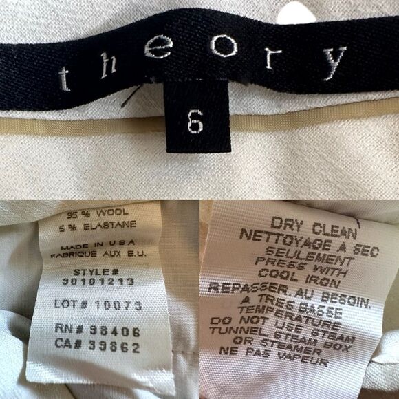 Theory Stretch Wool Wide Leg Trousers Suit Pants Size 6 Made in USA - Picture 7 of 13